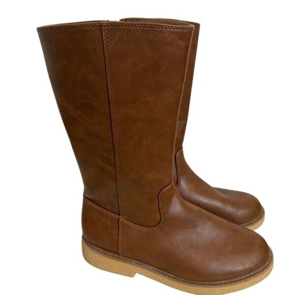 Cat & Jack Girls‎ Alaina Brown Mid-Calf Size 4 Faux Leather Boots NWOT - Picture 2 of 4